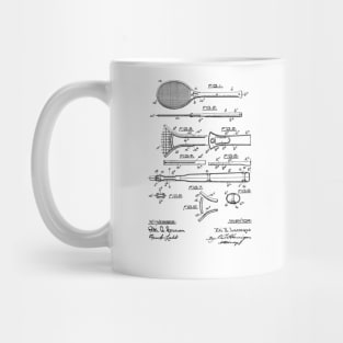 Tennis Racket Vintage Patent Hand Drawing Mug